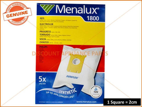 MENALUX VACUUM BAGS SUITS: ELECTROLUX CLARIO EXCELLIO ( PACK OF 5 ) PART # T197 1800