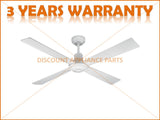 FOUR SEASONS ALPHA 4 BLADE 48” WHITE CEILING FAN NO LIGHT PART # CFW124
