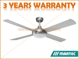 MARTEC LIFESTYLE 52” 4 BLADE BRUSHED ALUMINIUM 100W HALOGEN LIGHT CEILING FAN PART # DLS1341B
