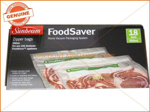 SUNBEAM FOODSAVER FRESHSAVER ZIPPER BAGS 950ML ( PACK OF 18 ) PART # VS0800